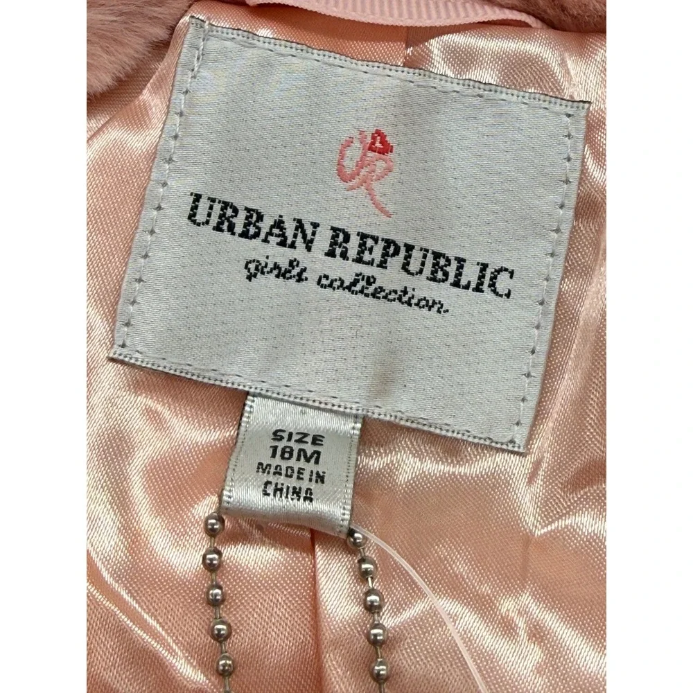 Urban Republic Girls Pink Faux Fur Bomber Jacket 18 Months New With Tags NWT